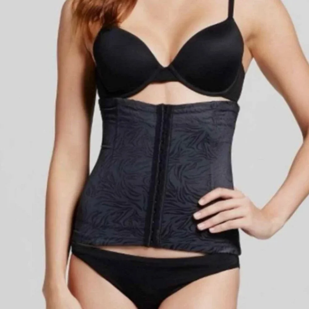 Black Forever Waist Trainer/Shaper/Corset w Black Floral Print